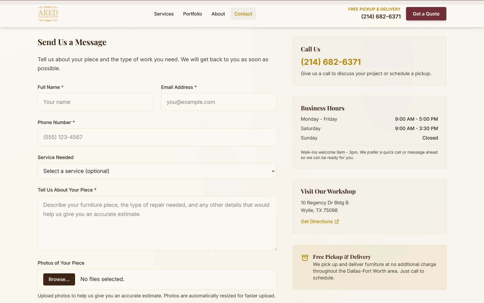 ARED contact page before and after redesign — after