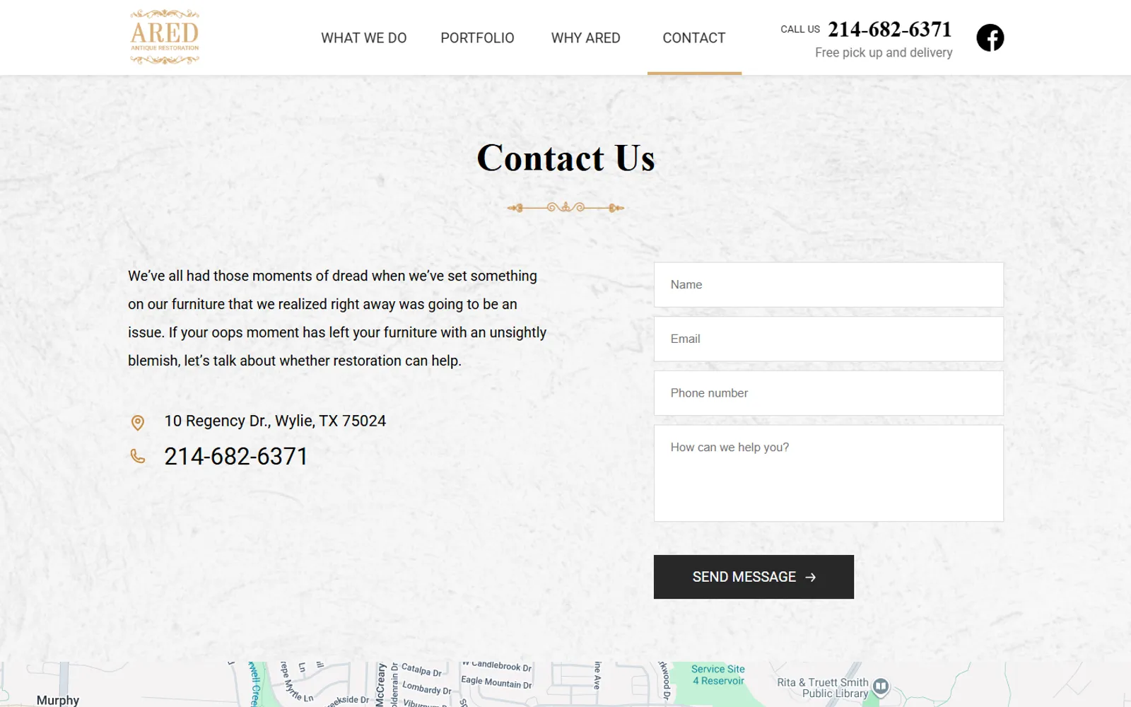 ARED contact page before and after redesign — before