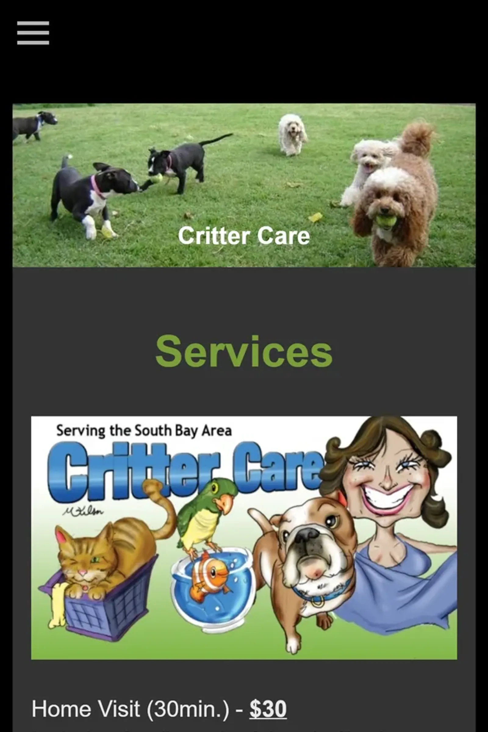 Critter Care mobile experience before and after redesign — before