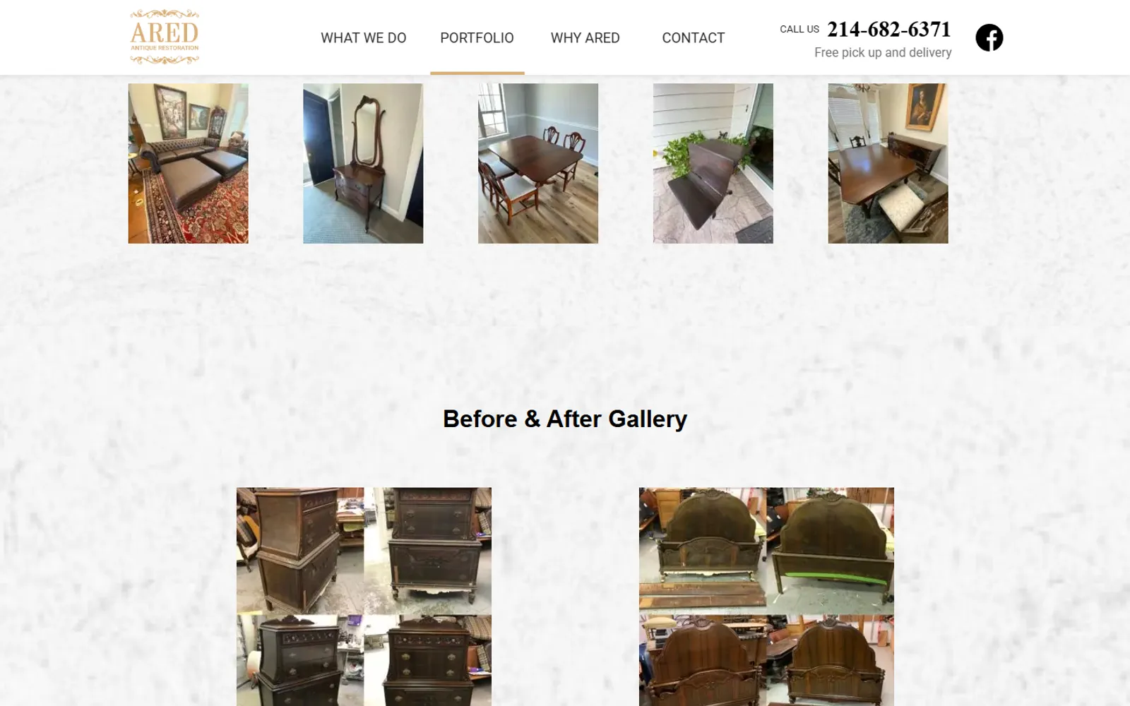 ARED portfolio page before and after redesign — before