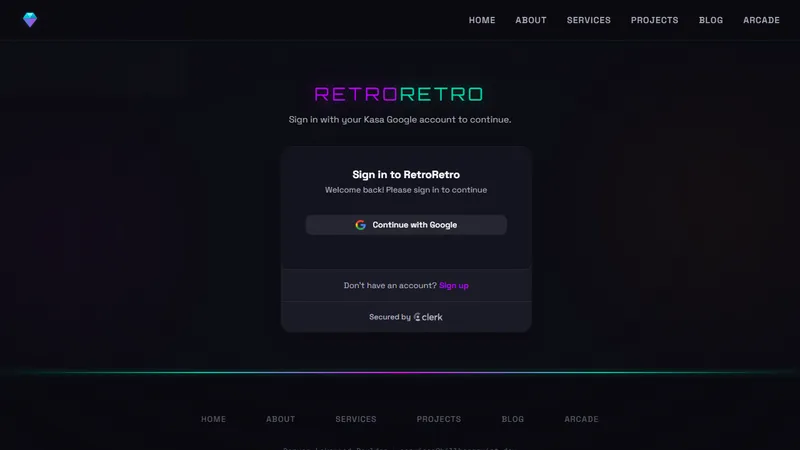 RetroRetro homepage screenshot